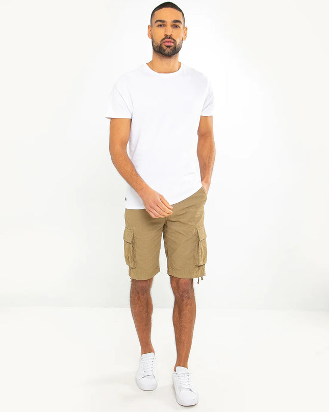 Threadbare Mens Cotton Cargo Shorts Stone - Raw Menswear