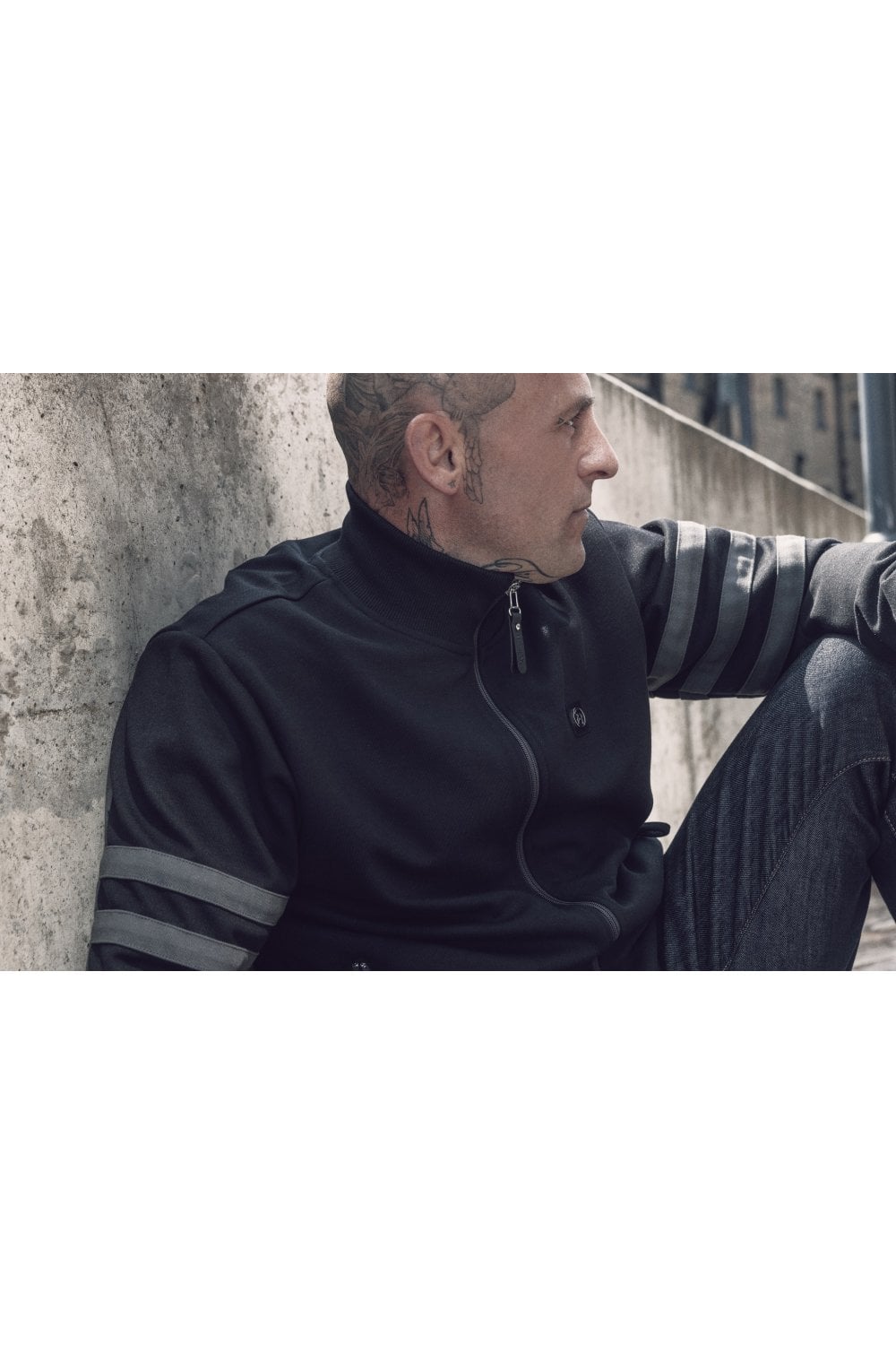 TROJAN Stripe sleeve track top Jacket TR/8903 Black - 496