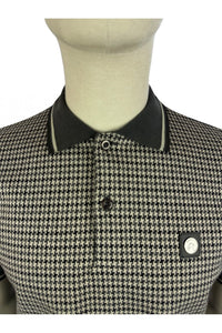 TROJAN Houndstooth Panel Polo TR/8816 Charcoal - Raw Menswear