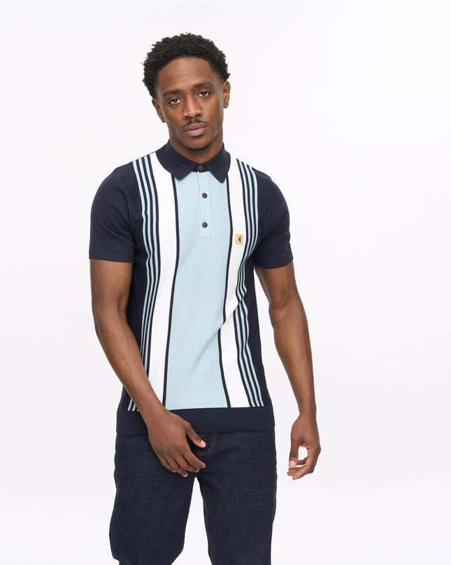 Gabicci Vintage Searle Knitted SS Polo Navy