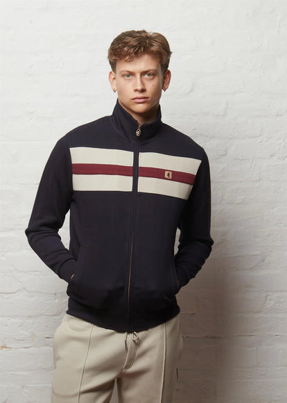 Gabicci Vintage Escher Stripe Sweat Track Top Navy