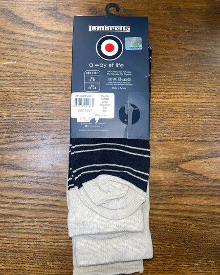 Lambretta 3 Pack Paisley Target Socks Navy/Stone