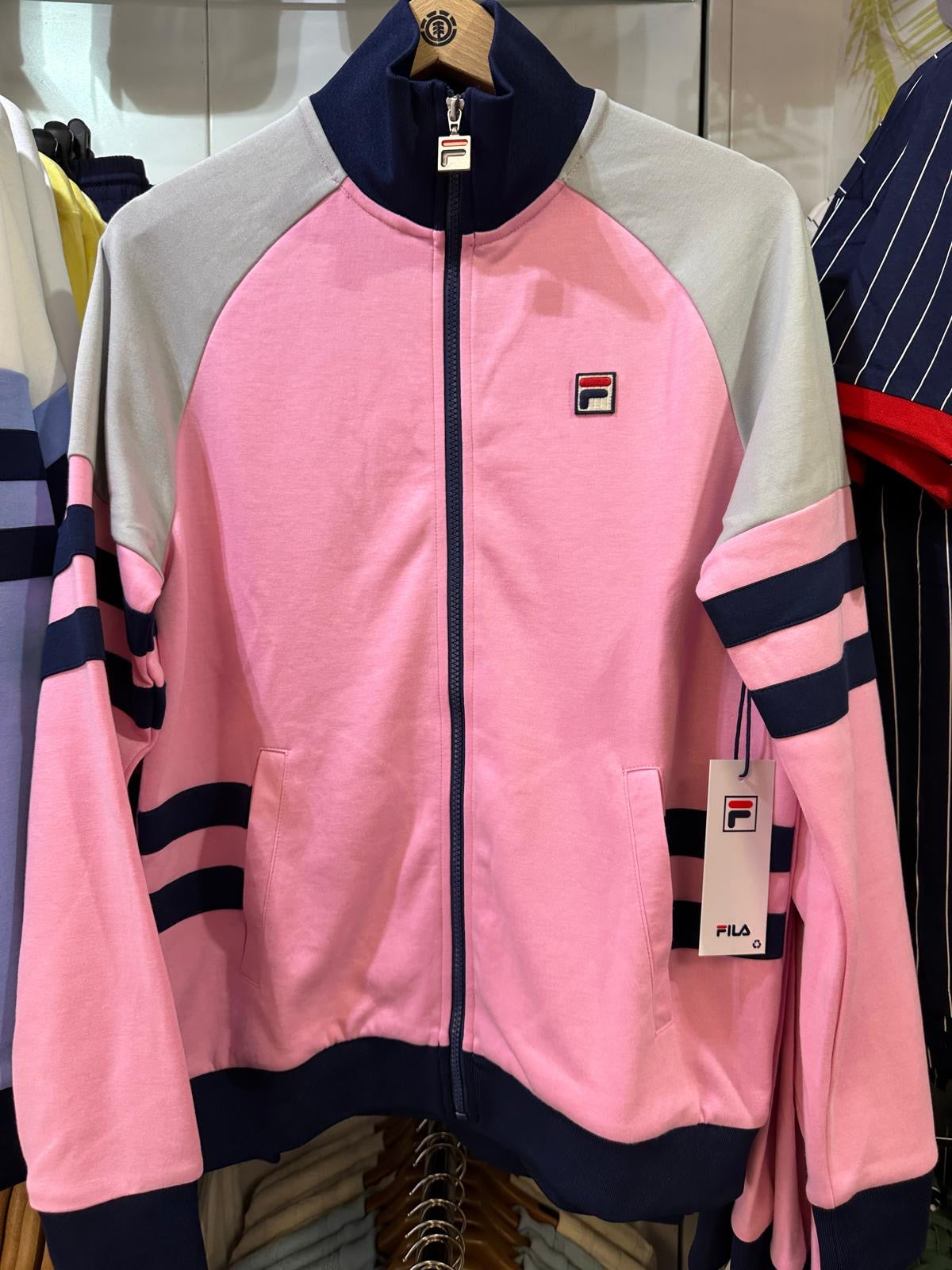 Fila Founder Cut And Sew Track Top Pink/Navy/High Rise Raw