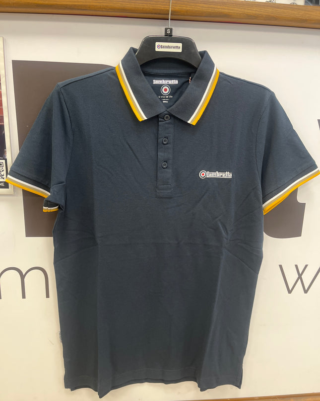 Lambretta Triple Tipped Polo Navy White/Cashew/Gold