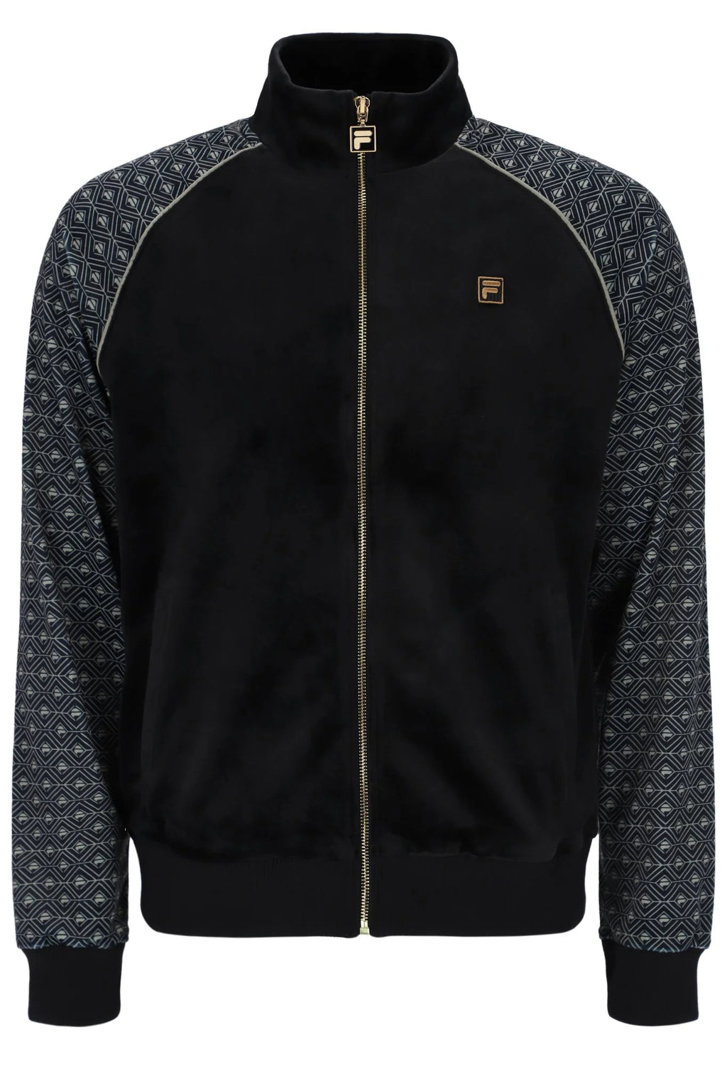 FILA Albero Velour Geo Print Track Jacket Black/Gold - Raw Menswear