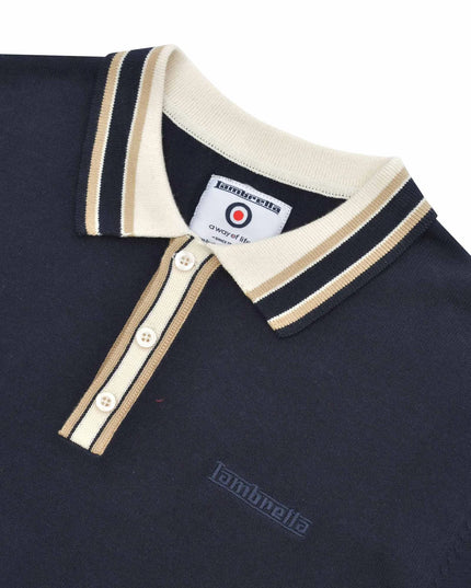 Lambretta Baggio Tipped SS Knit Polo Navy