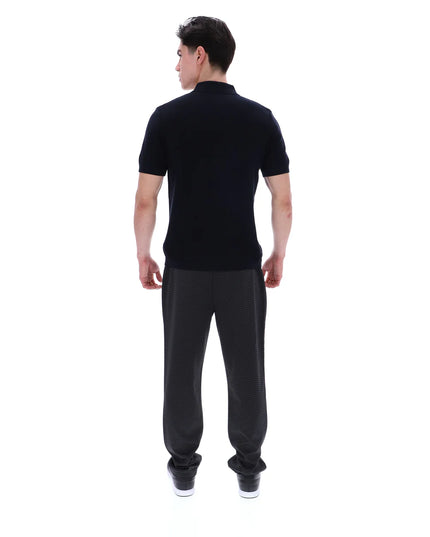 FILA Gold Barns Cable Pattern Knitted Polo Black
