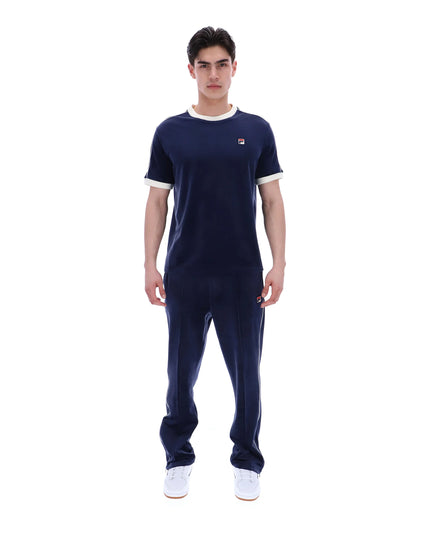 FILA Basilo Velour Tee With Contrast Piping Navy