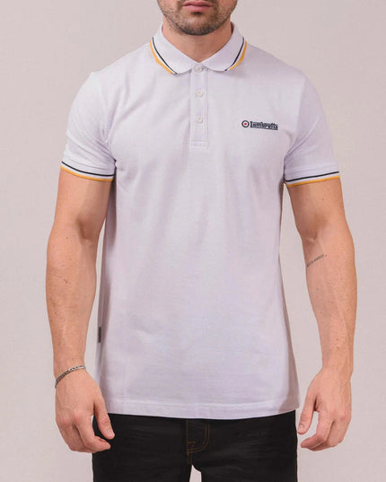 Lambretta Twin Tipped Polo White Black/Gold - 076 Raw Menswear