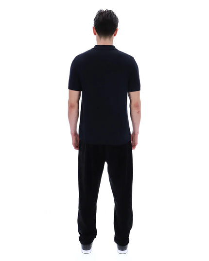 FILA Castello Jacquard Knitted Polo With Zip Black