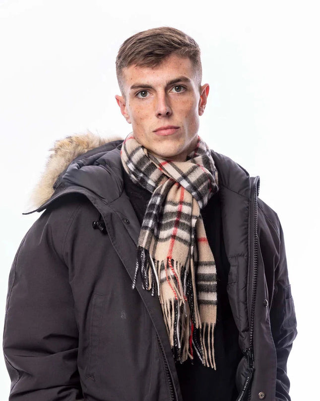 Heritage Traditions Pure Wool Tartan Scarf Camel - 1464 Raw Menswear