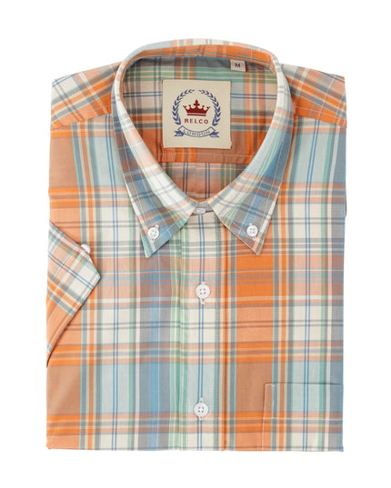 Relco Men's Short Sleeve Check Shirt in Orange