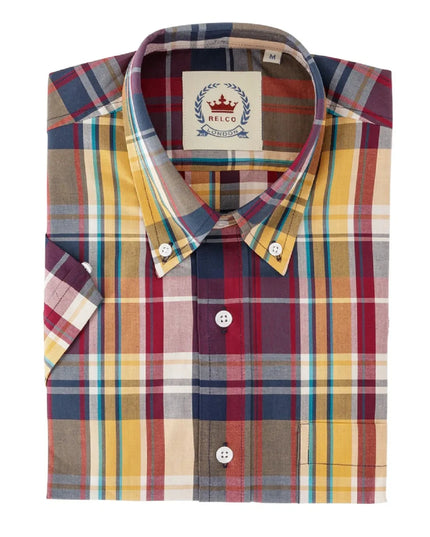 Relco Men's S/S Check Shirt in Purple - 099