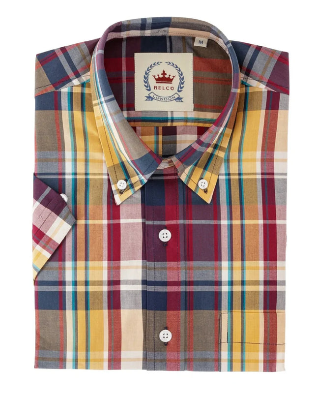 Relco Men's S/S Check Shirt in Purple - 099