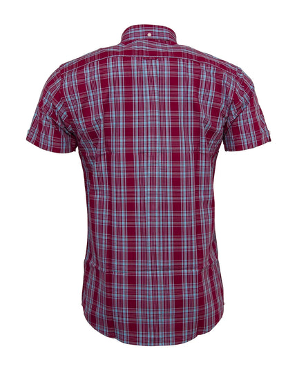 Relco S/Sleeve Check Shirt CK74 Burgundy/Sky - 106