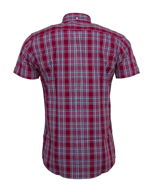 Relco S/Sleeve Check Shirt CK74 Burgundy/Sky - 106