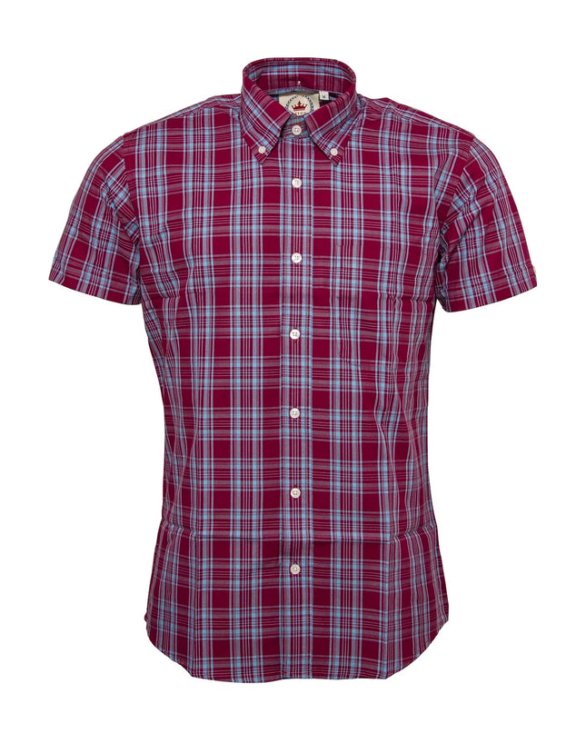Relco S/Sleeve Check Shirt CK74 Burgundy/Sky - 106
