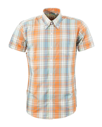 Relco Men's Short Sleeve Check Shirt in Orange