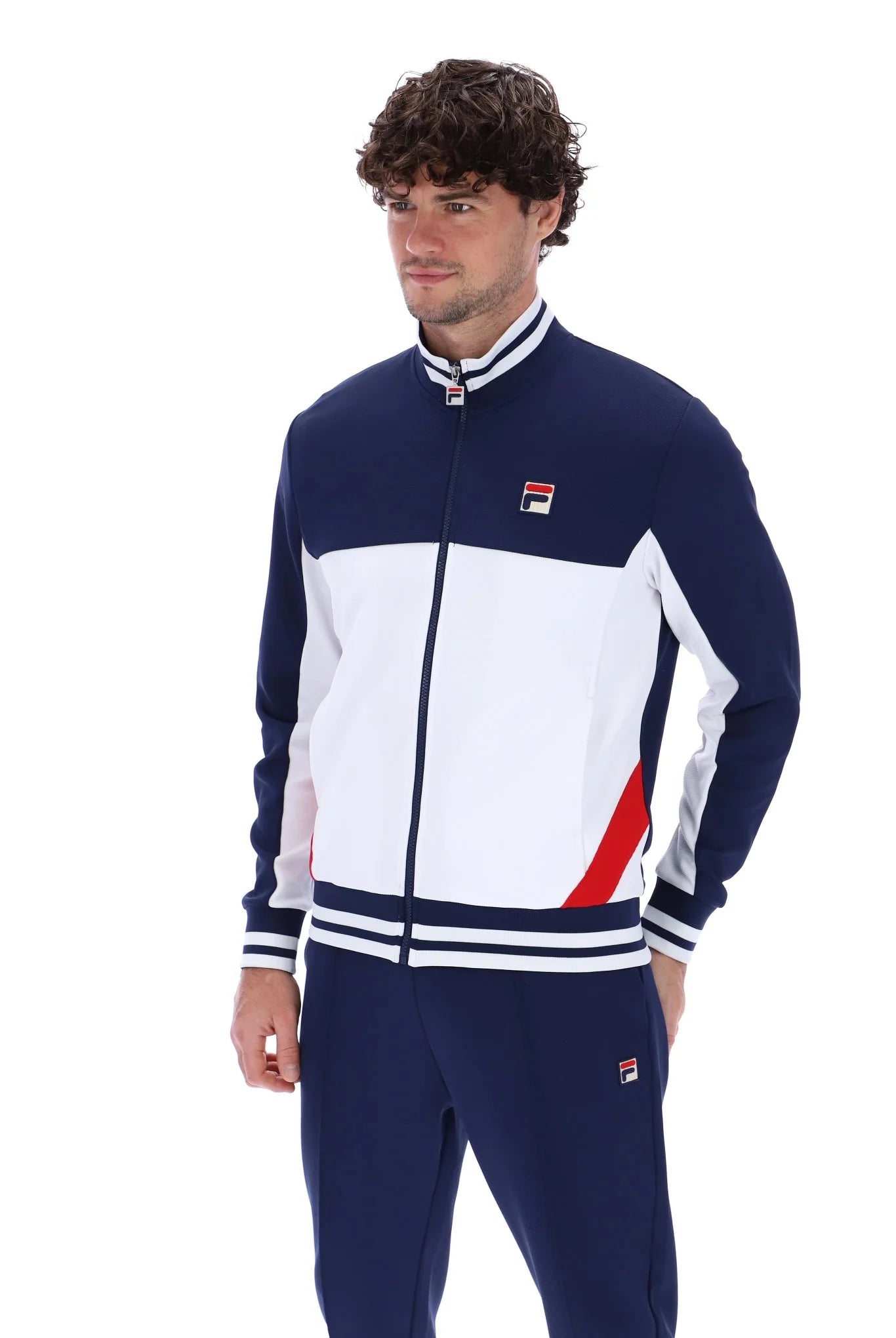 FILA Tiebreaker Funnel Neck Track Top Jacket Navy/Red/White - 580