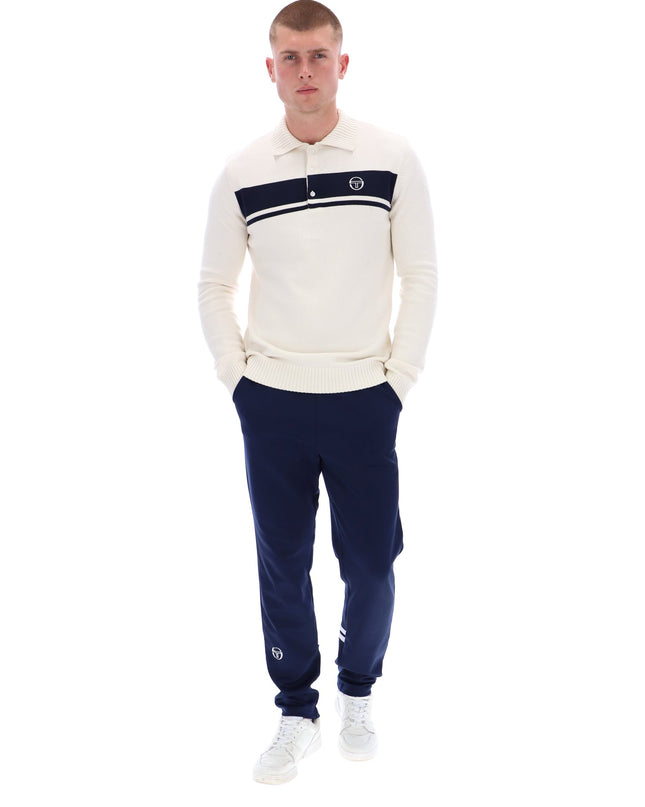 Sergio Tacchini Damarindo L/S Knit Polo Gardenia/Maritime Blue