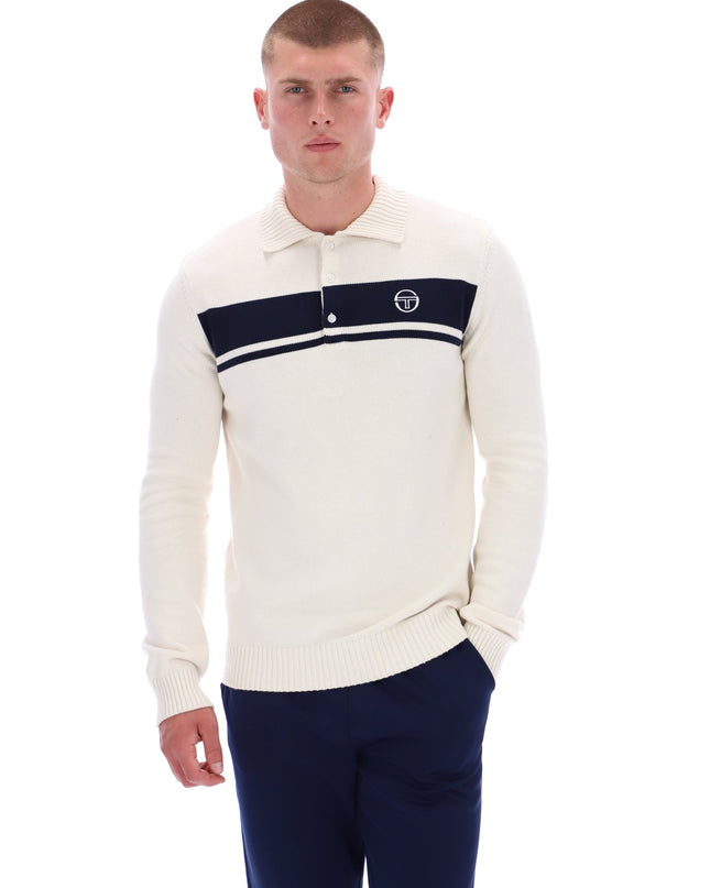 Sergio Tacchini Damarindo L/S Knit Polo Gardenia/Maritime Blue