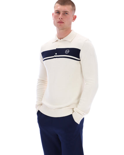 Sergio Tacchini Damarindo L/S Knit Polo Gardenia/Maritime Blue