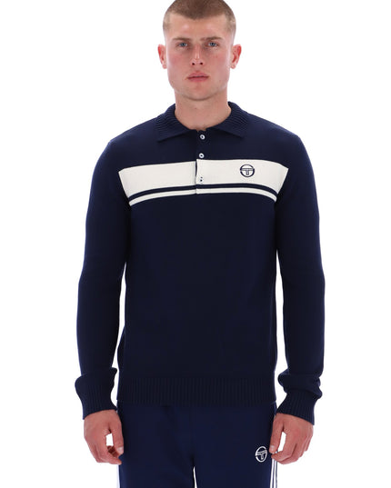 Sergio Tacchini Damarindo L/S Knit Polo Maritime Blue/Gardenia
