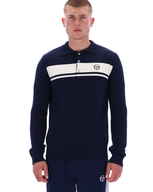 Sergio Tacchini Damarindo L/S Knit Polo Maritime Blue/Gardenia
