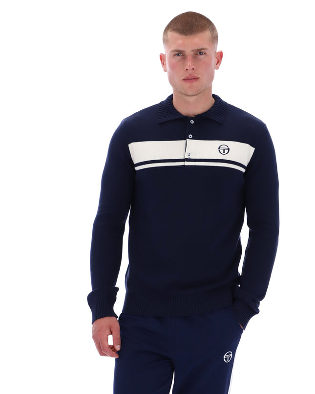 Sergio Tacchini Damarindo L/S Knit Polo Maritime Blue/Gardenia