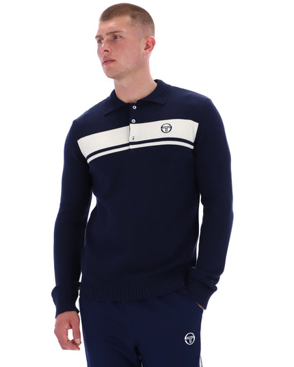 Sergio Tacchini Damarindo L/S Knit Polo Maritime Blue/Gardenia