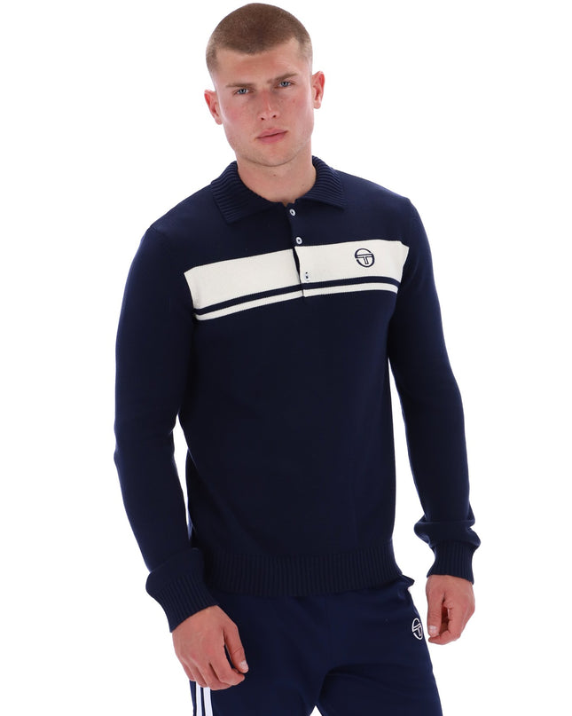 Sergio Tacchini Damarindo L/S Knit Polo Maritime Blue/Gardenia