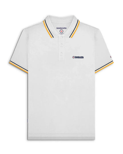 Lambretta Twin Tipped Polo White Black/Gold - 076 Raw Menswear