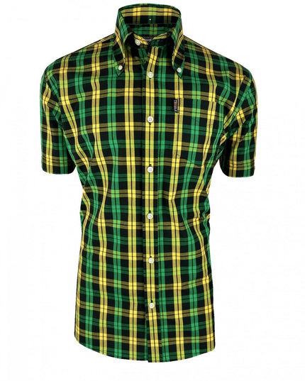 Trojan Check SS Shirt With Free Matching Pocket Square TC/1034 Black - 037 Raw Menswear