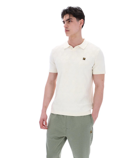 FILA Gold Denny diamond Knit open Collar Polo