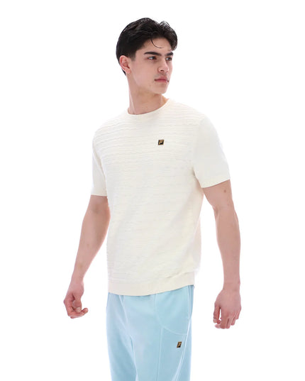 FILA Gold Don Textured Knitted Tee Ecru