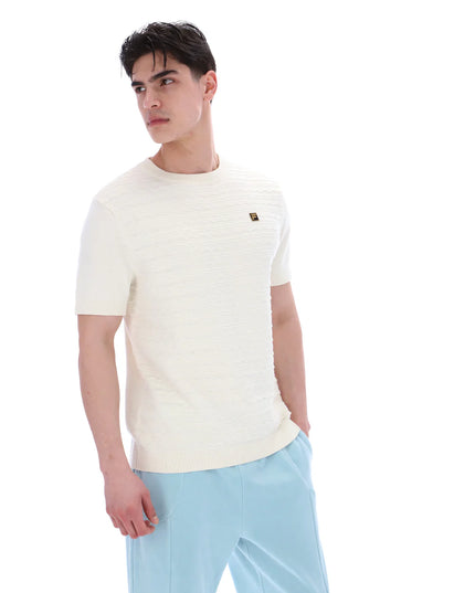 FILA Gold Don Textured Knitted Tee Ecru