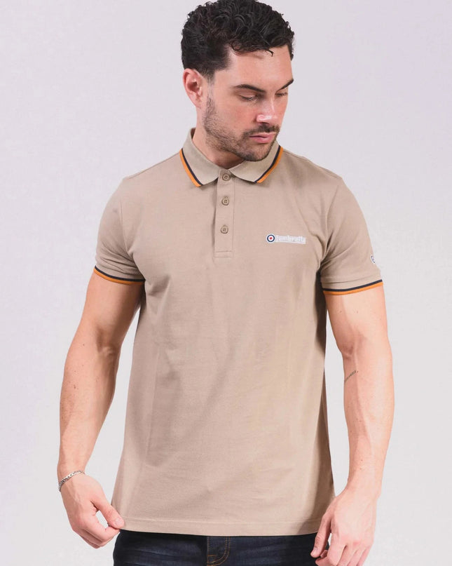 Lambretta Triple Tipped Polo Cashew Stone/Navy/Orange - 040