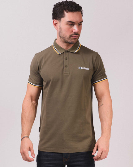 Lambretta Triple Tipped Polo Khaki White/Navy/Gold