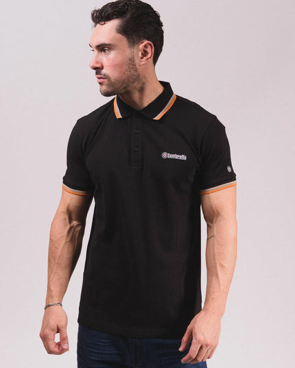 Lambretta Triple Tipped Polo Black Stone/Cashew/Orange
