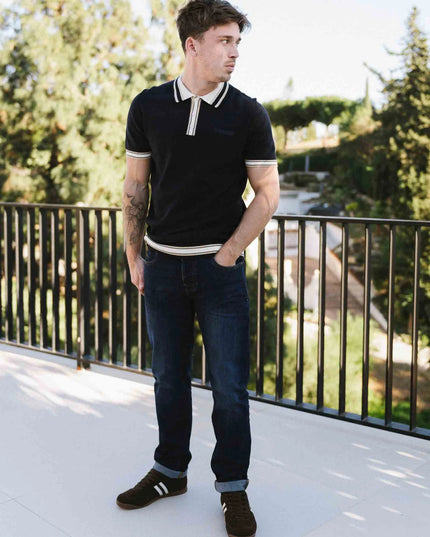 Lambretta Baggio Tipped SS Knit Polo Navy