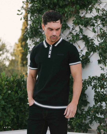 Lambretta Velero Tipped SS Knit Polo Black