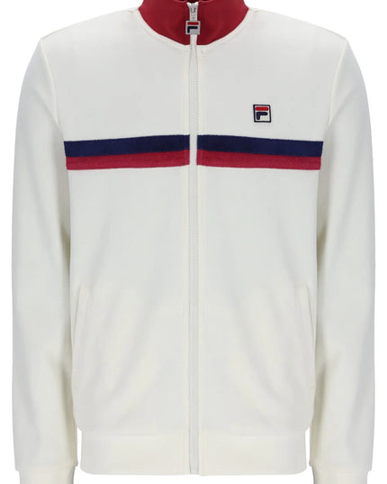 Fila Enrico Track Top With Terry Stripes in Ecru