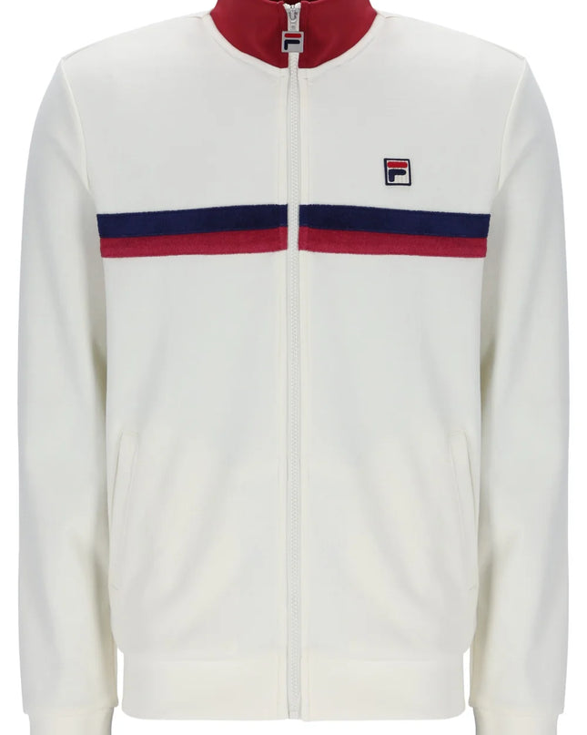 Fila Enrico Track Top With Terry Stripes in Ecru