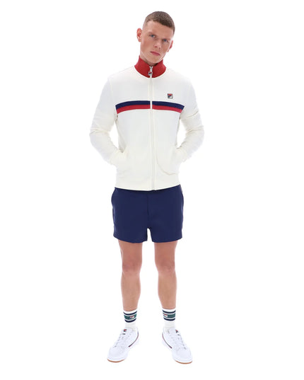 Fila Enrico Track Top With Terry Stripes in Ecru