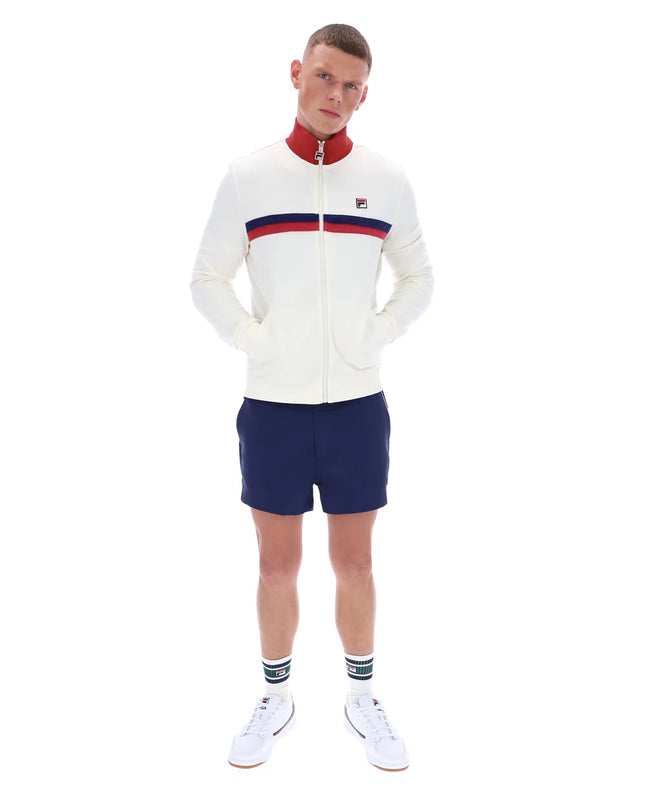 Fila Enrico Track Top With Terry Stripes in Ecru
