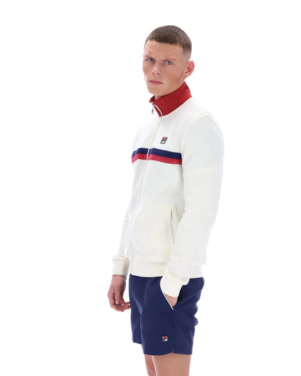 Fila Enrico Track Top With Terry Stripes in Ecru