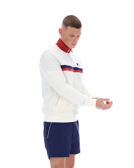 Fila Enrico Track Top With Terry Stripes in Ecru