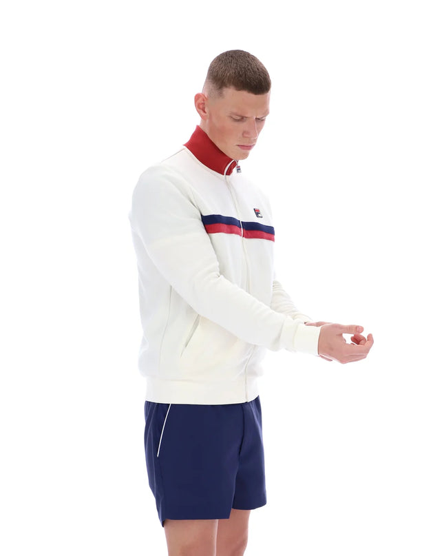 Fila Enrico Track Top With Terry Stripes in Ecru