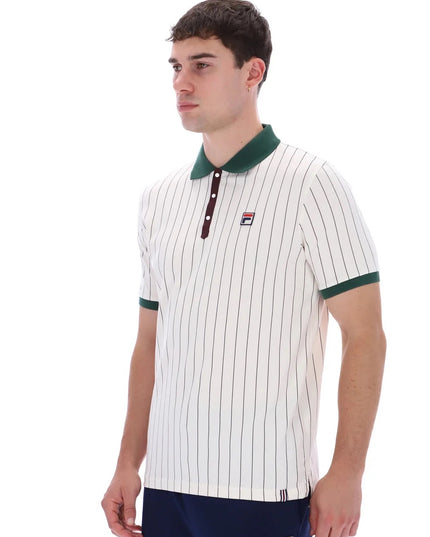 FILA BB1 Classic Vintage Striped Polo inn Gardenia/Pine Needle/Fudge