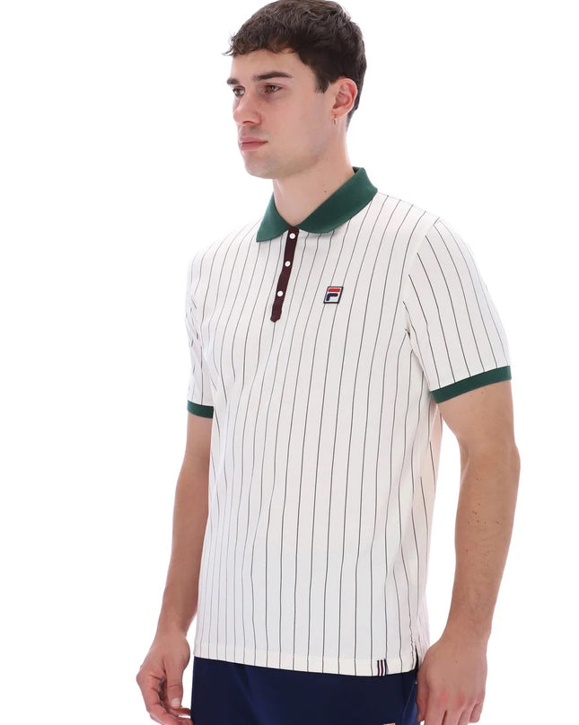 FILA BB1 Classic Vintage Striped Polo inn Gardenia/Pine Needle/Fudge